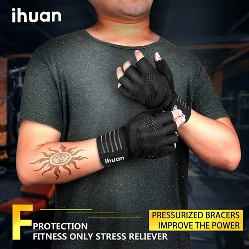 Miniatura 2 de ihuan - Guantes de entrenamiento con ventilación, unisex, protección completa de la palma de la mano; para levantamiento de pesas, entrenamiento