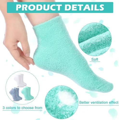 Miniatura 3 de Tarpop 3 pares de calcetines de aloe para mujer, calcetines de spa hidratantes para el día de San Valentín, para pies secos y agrietados, gel