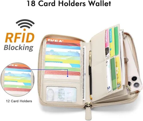 Miniatura 7 de nuoku Carteras para mujeres con ranuras para tarjetas de crédito con bloqueo RFID de gran capacidad