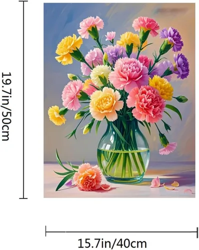 Miniatura 5 de ACANDYL Kit de pintura de flores por números para adultos principiantes pintura por números para adultos, lienzo de clavel, pintura por números