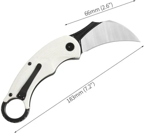Miniatura 2 de CMBMADEKNIVES Falcon Karambit Japón AUS-10 Acero G10 Mango táctico supervivencia camping al aire libre cuchillo de bolsillo CMB-C01W (blanco)