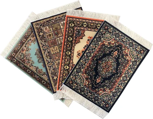 Juego de 4 alfombras de área para casa de muñecas, accesorios de alfombra en miniatura para casas de muñecas, decoración rectangular de suelo de 6 x