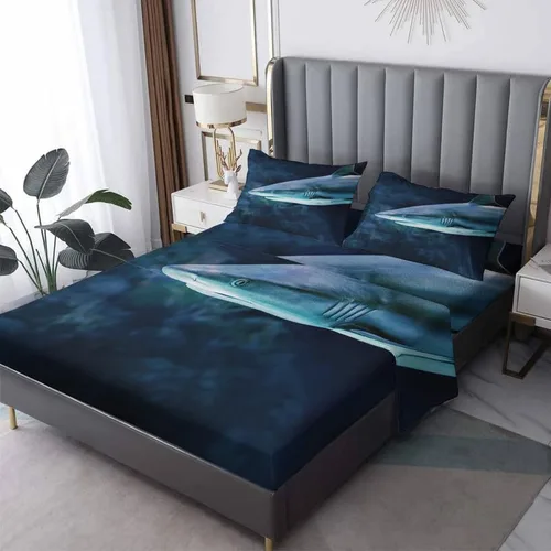 Miniatura 9 de Dolphin Sheets - Juego de sábanas de tamaño individual, sábanas de microfibra suave con bolsillo profundo, sábanas y fundas de almohada estampadas