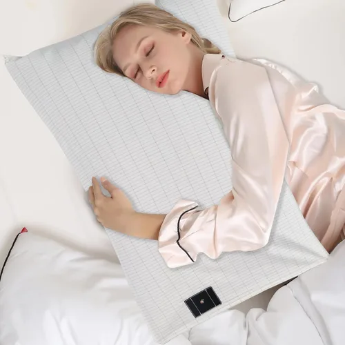 Miniatura 2 de 2 fundas de almohada de 20 x 30 pulgadas con cable de conexión a tierra, funda de almohada de algodón suave y cómoda, reduce la inflamación