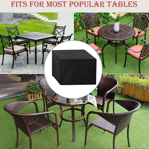 Miniatura 6 de Juego de fundas cuadradas / rectangulares para muebles de mesa de patio, impermeables, para interiores y exteriores, a prueba de polvo, para mesa