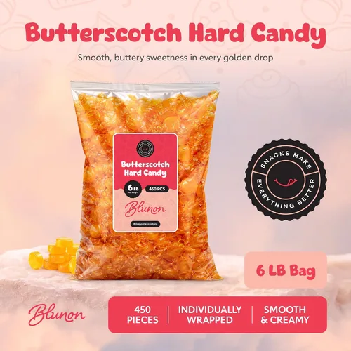Miniatura 2 de Caramelo duro Butterscotch – 6 libras a granel – Caramelos amarillos escoceses envueltos individualmente – 450 piezas
