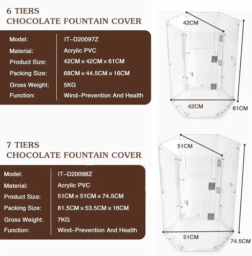 Miniatura 7 de Cubierta de fondue de chocolate comercial, cubierta grande de 4 a 7 niveles, cubierta de máquina de cascada de chocolate, cubierta de torre
