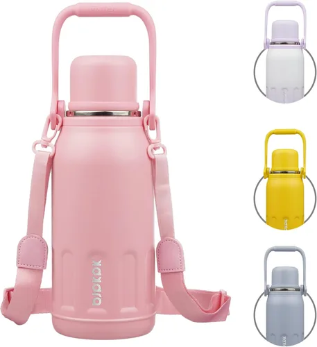 Miniatura 15 de BJPKPK - Botellas de agua termoaisladas de 27 onzas con tapa y asa de transporte, botellas de agua de acero inoxidable libres de BPA para la Verde