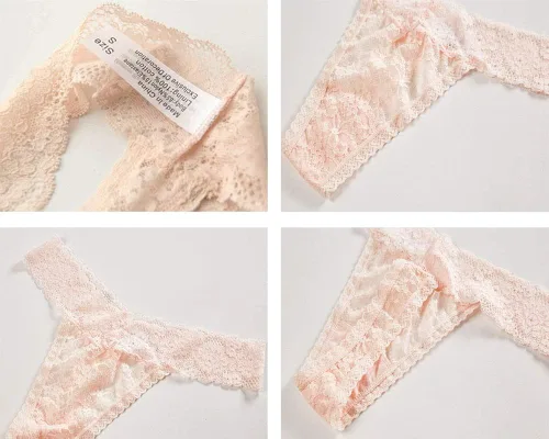 Miniatura 5 de ZBORH Ropa interior sexy de encaje para mujer de nailon hipster transparente paquete de 5