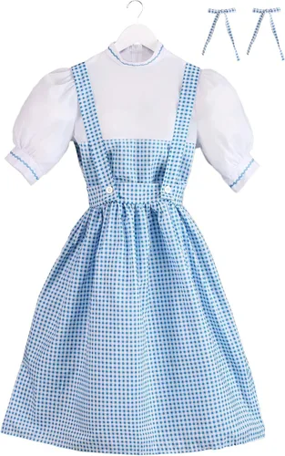 Miniatura 3 de Women's Kansas Girl Costume with Gingham Dress, Blouse, and Hair Ribbons - Classic Storybook Character Look