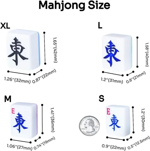 Miniatura 4 de Juego de mahjong chino, 144 azulejos grandes de melamina Mahjong (1.57 pulgadas, verde) con 4 dados, 80 fichas de póquer y una bolsa