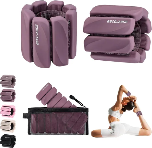 Miniatura 18 de BECOJADDE Juego de 2 pesas para tobillo (1 libra/2 libras cada una) para mujeres y hombres, pulsera ajustable para muñeca para gimnasio en casa