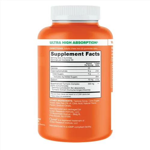 Miniatura 5 de Qunol Gomitas de Cúrcuma, Gomitas con 500mg de Curcumina de Cúrcuma, Suplemento de Apoyo para las Articulaciones, Curcumina de Cúrcuma de Ultra Alta