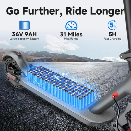 Miniatura 3 de Electric Scooter, Electric Scooter for Adults, 350W/500W Motor, 19 Mph Speed, 15/25 Miles Ranges, 8.5"/10" Solid Tire, Folding E-Scooter Adult rojo
