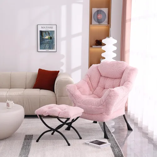 Miniatura 9 de MBOOYOME - Silla perezosa con otomano plegable, sillón de acento moderno de ocio con reposabrazos y bolsillo lateral y reposapiés plegable, silla