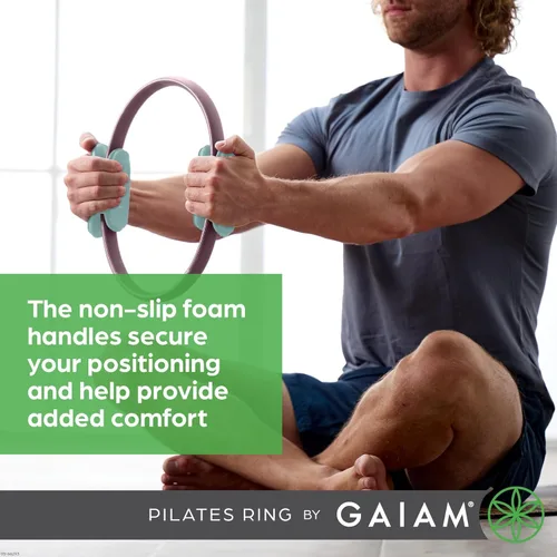 Miniatura 4 de Gaiam Anillo de Pilates Fitness Circle – Mangos acolchados de espuma ligera y duradera, equipo de ejercicio de resistencia flexible para tonificar