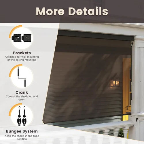 Miniatura 3 de VICLLAX Persiana Enrollable Premium para Exteriores de Tela PVC, Persiana Enrollable Exterior Operada con Manivela con Cenefa Protectora de Aluminio
