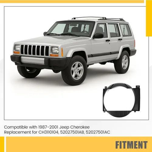 Miniatura 2 de KUAFU Cubierta de ventilador de enfriamiento de radiador compatible con Jeep Cherokee 1987-2001 Reemplaza CH3110104 52027501AB 52027501AC Plástico