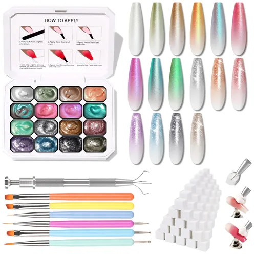 Miniatura 18 de Sponge Pat Paint Gel de Uñas, Gel Degradado para Uñas Ombre, Rubor de Uñas Floreciente Aura Uñas Removedor de Dibujo Pintura Floral Arte de Uñas 16