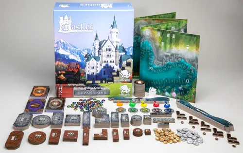 Miniatura 3 de Expansiones de Castles of Mad King Ludwig: complemento modular masivo con renovaciones, pasajes secretos, fosos, torres, decretos reales, fichas