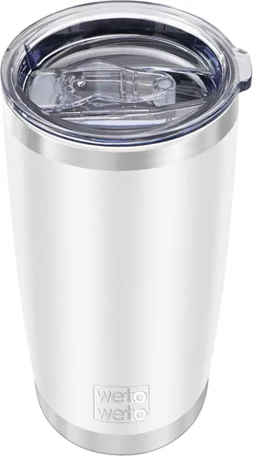 WETOWETO - Vaso de viaje con aislamiento de 20 onzas, de acero inoxidable, con doble pared, a prueba de fugas, taza de café con revestimiento en
