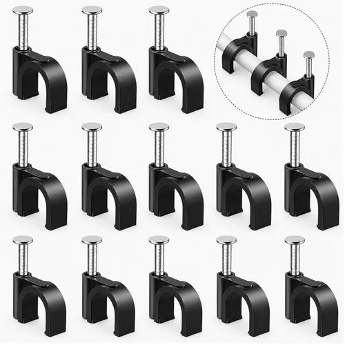 Easytle Abrazaderas de cable de plástico, 100 clips de cable de 0.394 pulgadas, clips de cable coaxial, clips de cable coaxial, clips de cable para