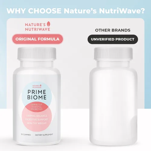 Miniatura 5 de Nature's NutriWave PrimeBiome - Gomitas probióticas – Mezcla a base de plantas con inulina, melena de león, jengibre y más, sin OMG, sin