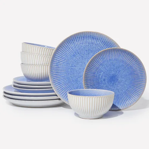 Miniatura 27 de Pokini - Juegos de vajilla de gres para cena, juego de platos y cuencos de cerámica, platos de cocina aptos para microondas y lavavajillas, platos