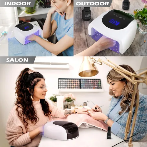 Miniatura 8 de Linssy Lámpara de uñas inalámbrica LED UV de 96 W, secador de uñas con 42 cuentas, luz UV para manicura de uñas de gel para uñas de manos y pies