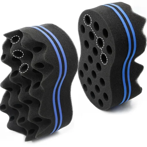 Miniatura 11 de RioRand Esponja de pelo trenzado de doble cara, extra gruesa 85-90 Shore A dureza, esponja de rizo grande para cabello afro corto 4B/4C