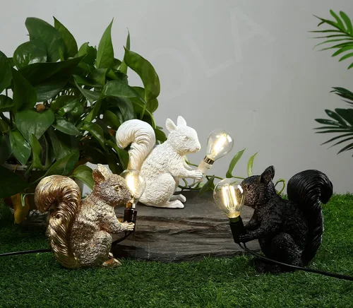 Miniatura 7 de MAYOLA Lámpara de mesa moderna de resina con ardilla, lámpara de escritorio, lámpara de iluminación LED de resina de ardilla para sala de estar