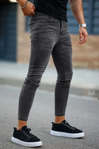 Miniatura 3 de GINGTTO - Jeans rasgados, elásticos y ajustados para hombre