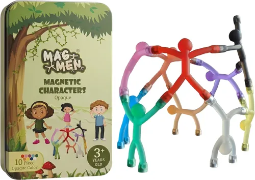 MAGMEN STEM Juguetes Magnéticos de Viaje 10 Piezas, Avión Coche Viaje por Carretera, Rellenos de Calcetín Juguetes Fidget Sensoriales para Niños de