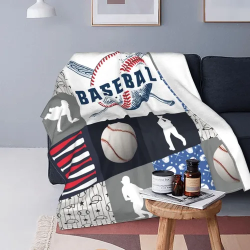 Miniatura 5 de Manta decorativa de béisbol – Cómodo forro polar de franela de felpa, ligera, cálida, suave, esponjosa, difusa, 40 x 50 pulgadas para niños, niños