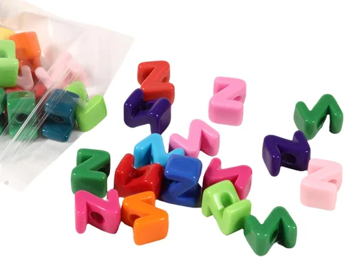 Miniatura 42 de 40 cuentas de letras 3D focales acrílicas sueltas para hacer joyas, pulseras, collares, llavero, bolsa de teléfono, cadena, llaveros (letras mixtas)