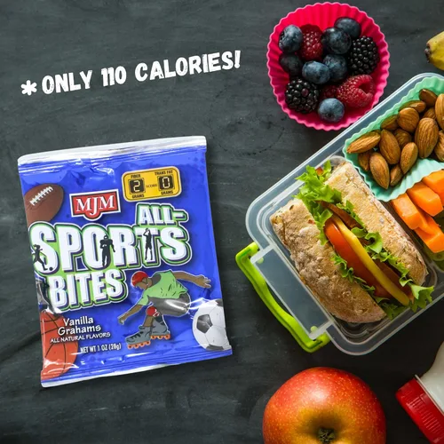 Miniatura 3 de MJM All-Sports Bites Vanillas Grahams - Caja de 150 paquetes Snack para estilos de vida activos Sabor a vainilla saludable Conveniente y sobre