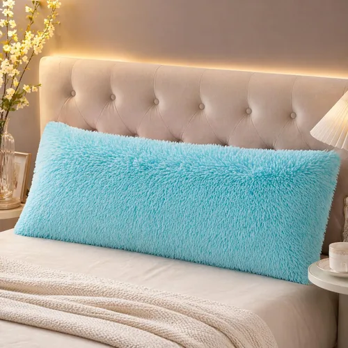 Miniatura 8 de Reafort Juego de 2 fundas de almohada estándar de pelo largo de lujo, piel sintética de 20 x 26 pulgadas con cierre de sobre