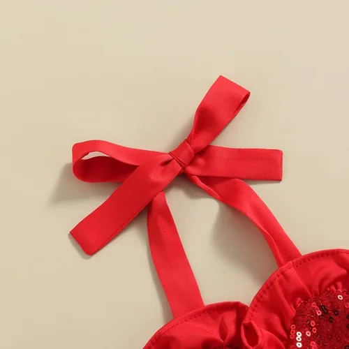 Miniatura 4 de Traje de San Valentín para bebé niña con lentejuelas, patrón de corazón, tutú con falda