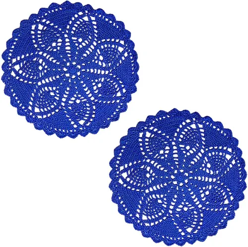 Miniatura 48 de Mantel Individual de Encaje de 11 a 12 Pulgadas Tapetes de Mesa Redondos Hechos a Mano Tapete de Ganchillo Cocina Vajilla Posavasos para Taza