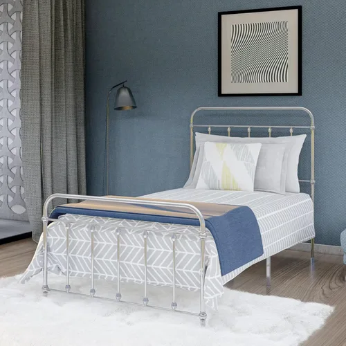 Miniatura 2 de East West Furniture GDTBSIL Garland - Marco de cama individual con 6 patas de metal, marco de cama de lujo con recubrimiento en polvo, color plateado