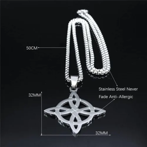 Miniatura 6 de Collar de geometría de nudo celta de bruja de acero inoxidable para hombresmujeres Wicca Collares de bruja Nudo de Bruja