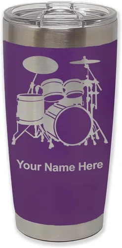 Miniatura 39 de LaserGram Vaso aislado al vacío de 20 onzas, juego de batería, grabado personalizado incluido (negro)
