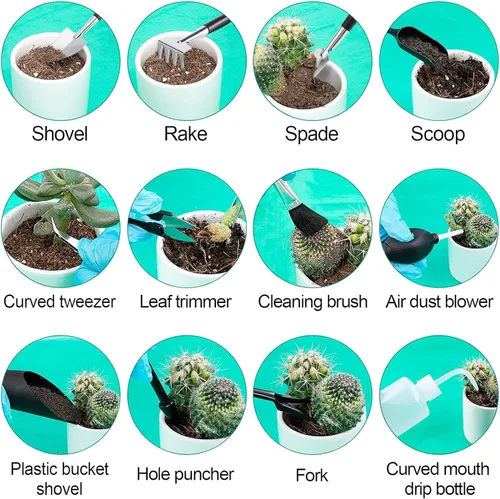 Miniatura 5 de Juego de 44 piezas de herramientas para plantas suculentas - Estera de re-plantación para interior de 39.4" y bolsa de 19 piezas de mini