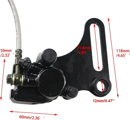 Miniatura 3 de PRO BAT Pinza de freno hidráulico de disco trasero de 0.472 in/0.47 pulgadas + rotor de freno de disco de 7.48 pulgadas + pastilla de freno