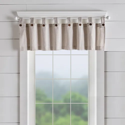 Elrene Home Fashions - Cortina con rayas de tic-tac para ventana de cocina o baño, 60" x 15", 1 cortina, lino