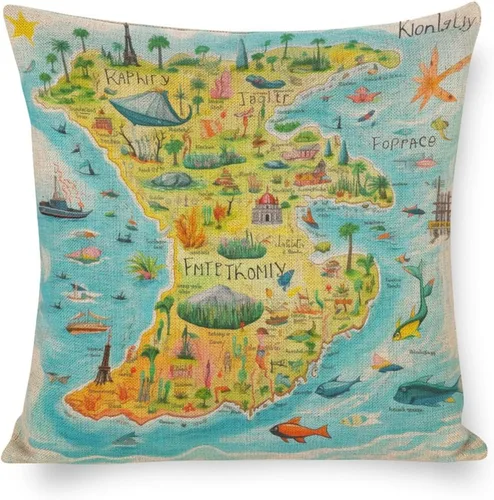 Miniatura 8 de Fundas de almohada Florida Keys - Funda de almohada con mapa colorido de isla de viajes y atracciones, mapa del estado de EE. UU., Fundas