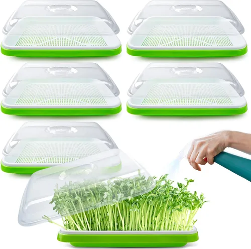 Miniatura 8 de Bandeja de germinación de semillas con orificios de drenaje, bandeja de germinación de semillas sin BPA, bandeja de vivero, gran capacidad sin