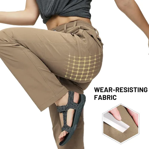 Miniatura 2 de MIER - Pantalón cargo para mujer, secado rápido, ligero, táctico, 6 bolsillos, elástico y resistente al agua