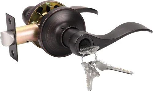 Miniatura 17 de Probrico Keyed Alike - Manija de puerta de níquel cepillado, manijas de puerta de entrada estilo ondulado, manijas de puerta para puertas interiores