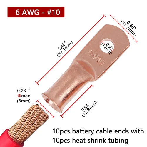 Miniatura 102 de TKDMR - Kit de 264 piezas de extremos de cable de batería, 132 piezas de terminales de anillo de lengüetas de cable de cobre resistentes AWG 8 6 4 2